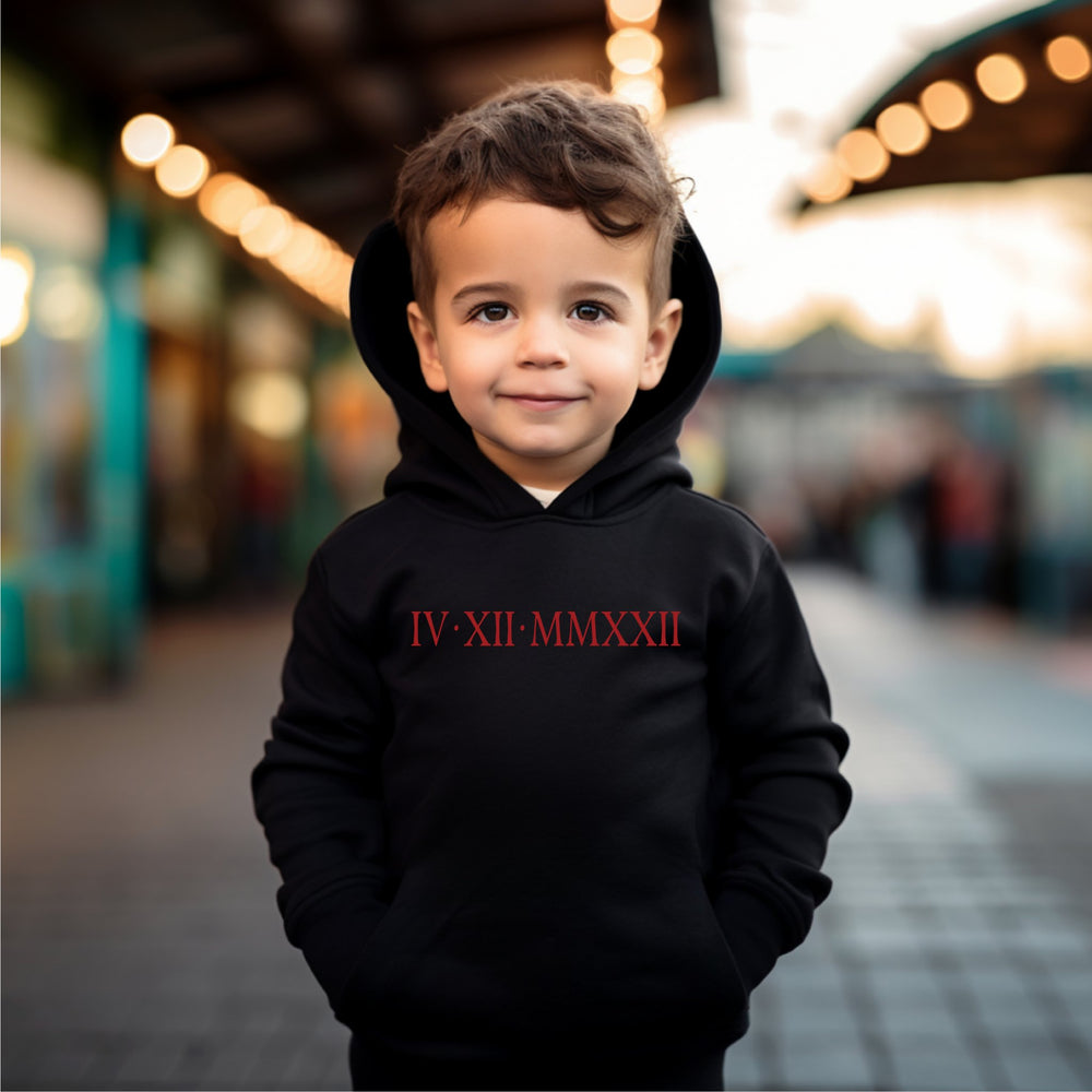 Custom Embroidered Personalised Roman Numeral Kid's Sweatshirt Hoodie - Gifts Handmade