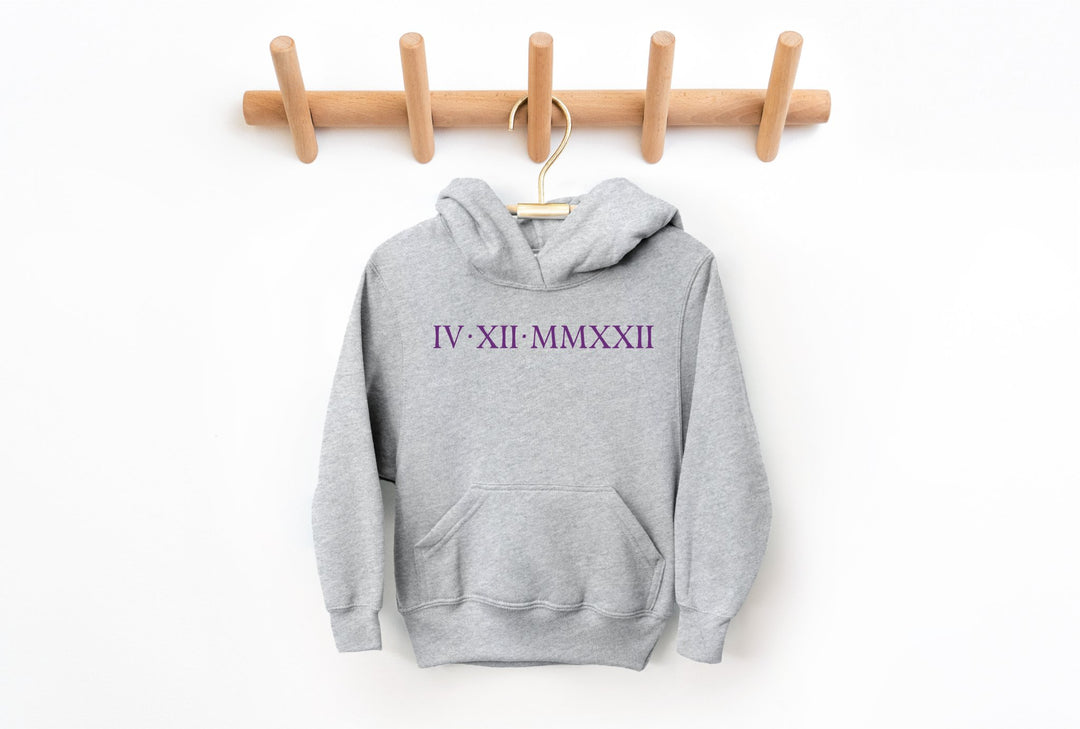 Custom Embroidered Personalised Roman Numeral Kid's Sweatshirt Hoodie - Gifts Handmade