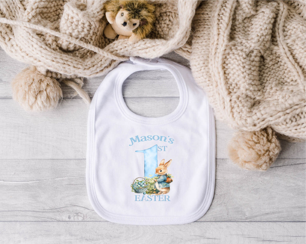Personalised Blue First Easter Baby Bib - Gifts Handmade