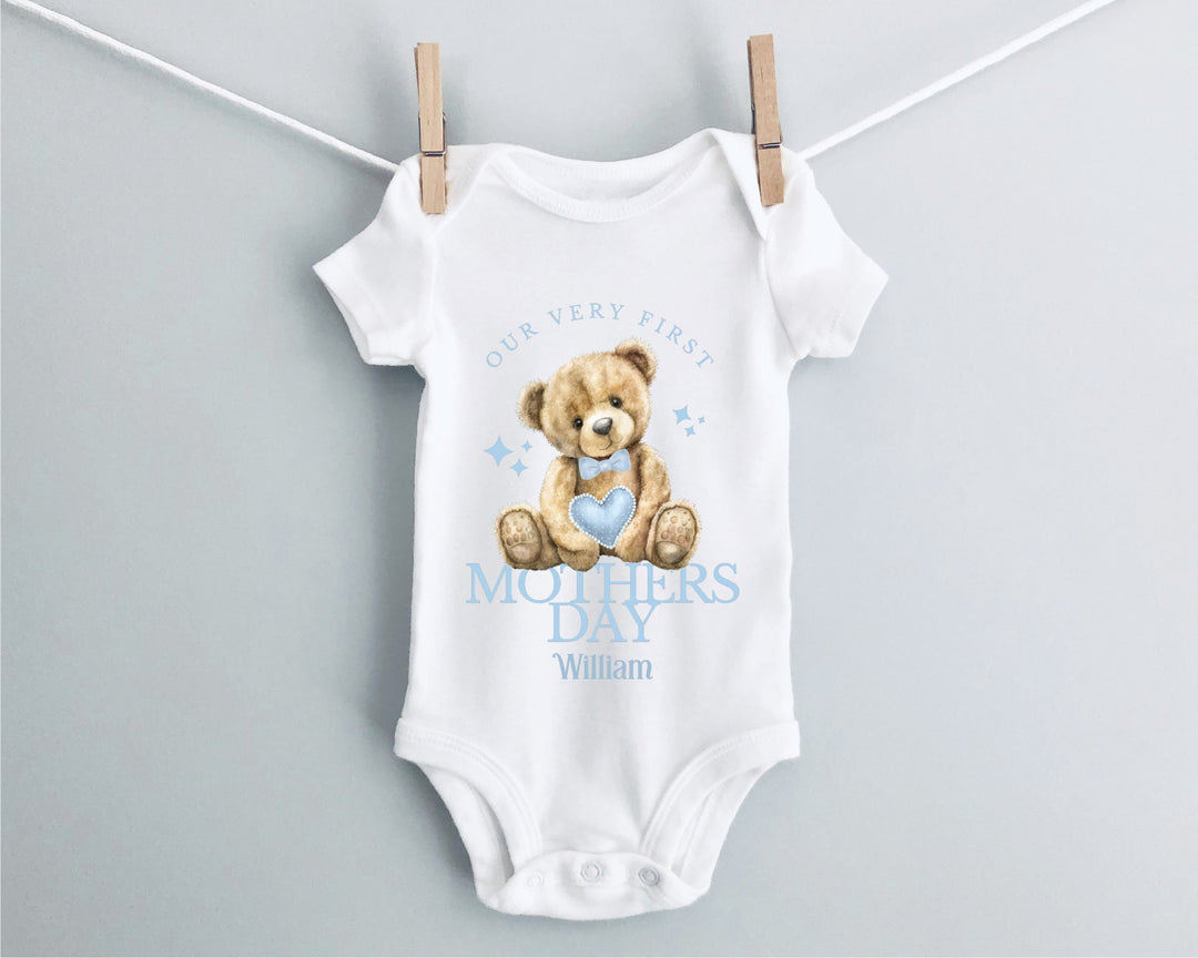 Personalised Blue First Mother's Day Baby Grow / Onesie - Gifts Handmade