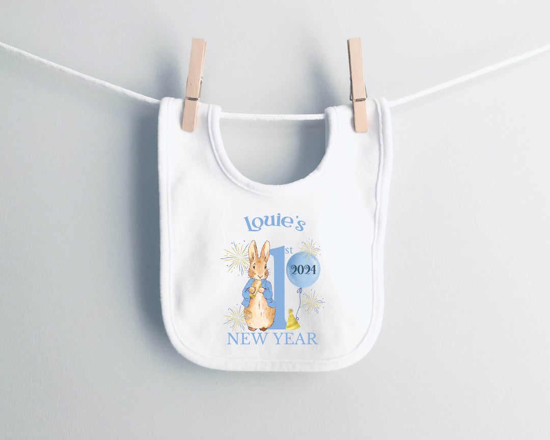 Personalised Blue First New Year Baby Bib - Gifts Handmade