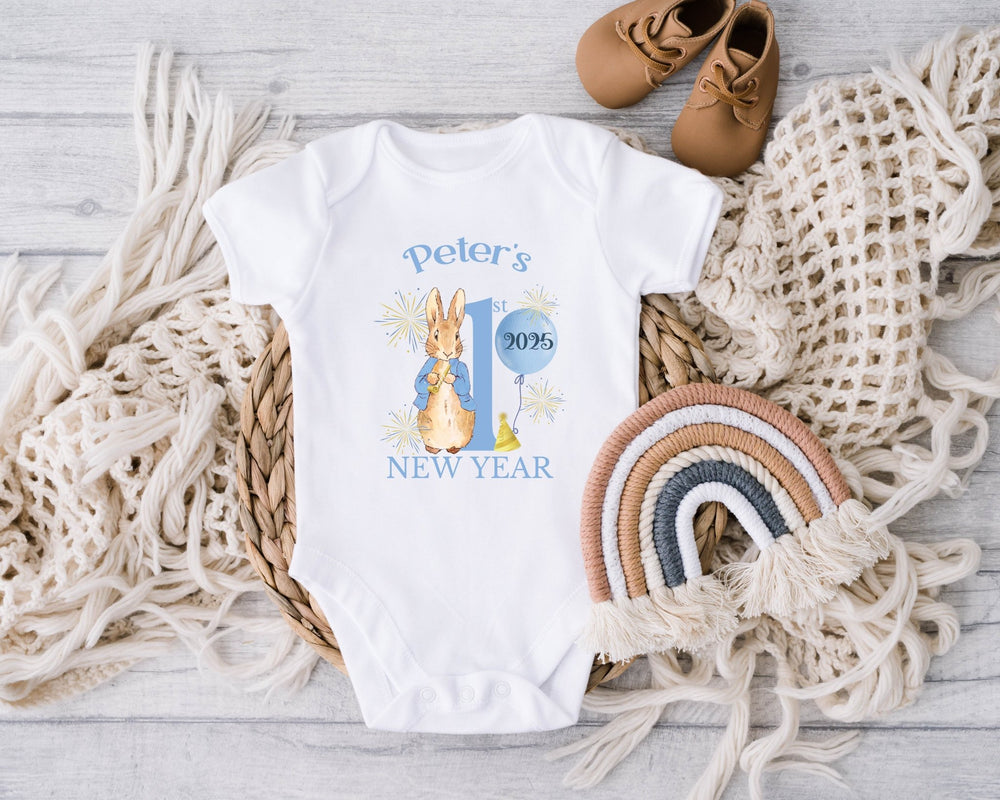 Personalised Blue First New Year Baby Grow / Onesie - Gifts Handmade