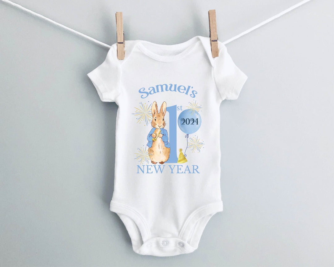 Personalised Blue First New Year Baby Grow / Onesie - Gifts Handmade