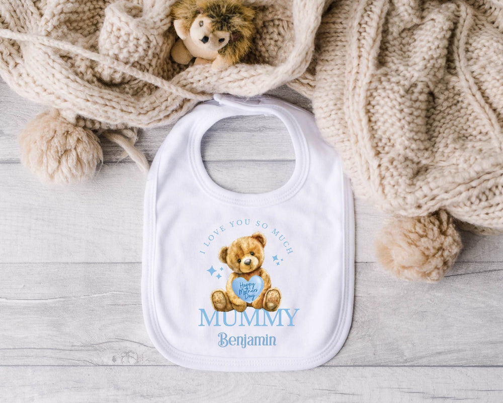 Personalised Blue Happy Mother's Day Baby Bib - Gifts Handmade