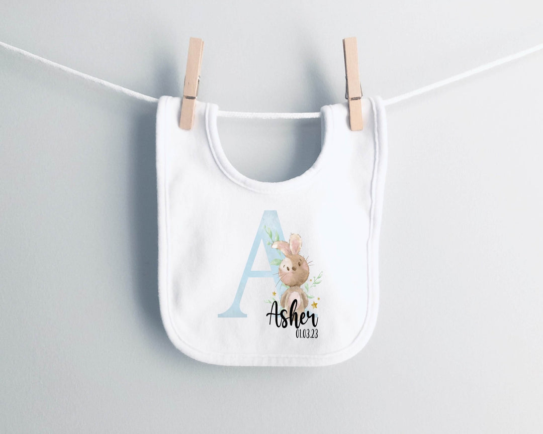 Personalised Blue Initial Letter Baby Bib - Gifts Handmade