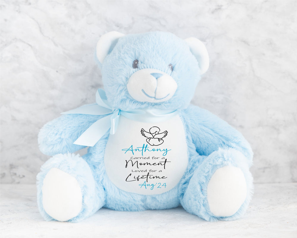 Personalised Blue Memorial Baby Angel Teddy - Gifts Handmade