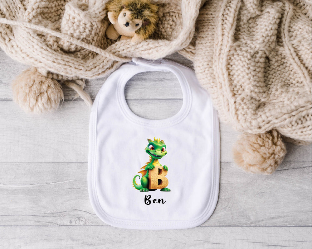 Personalised Dragon Letter Baby Bib - Gifts Handmade