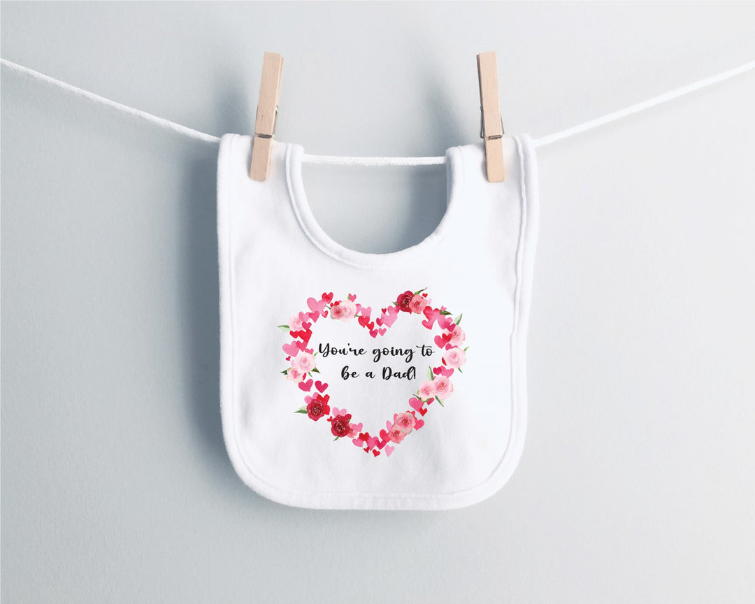 Personalised Heart Wreath Name and Date Baby Bib - Gifts Handmade