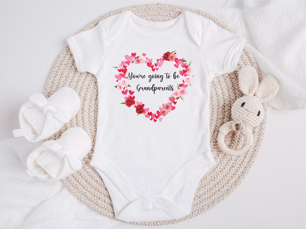 Personalised Heart Wreath Name and Date Baby Grow / Onesie - Gifts Handmade
