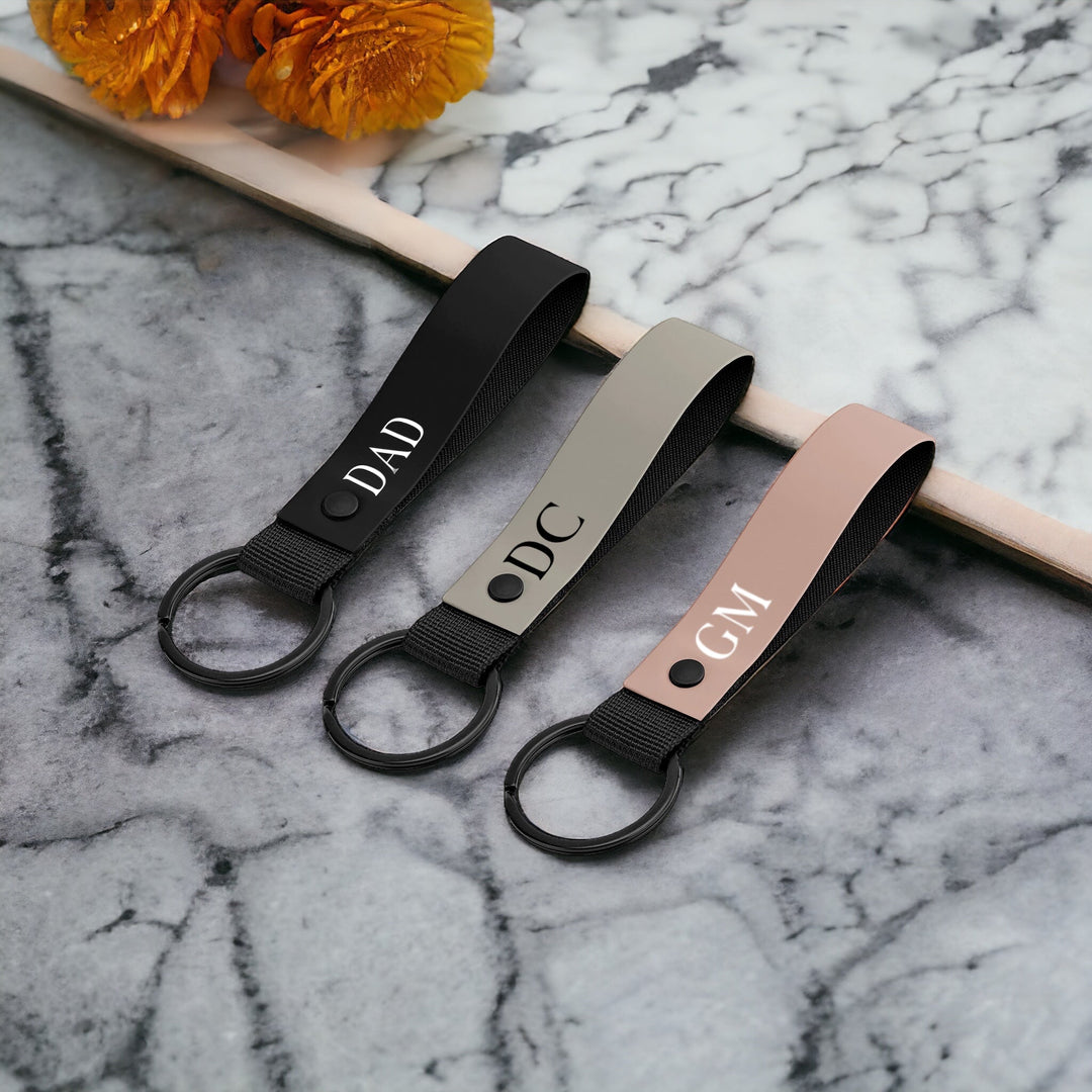 Personalised Initials Vegan Matte Leather Wristlet Keyring - Gifts Handmade