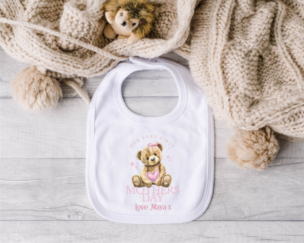 Personalised Pink First Mother's Day Baby Bib - Gifts Handmade