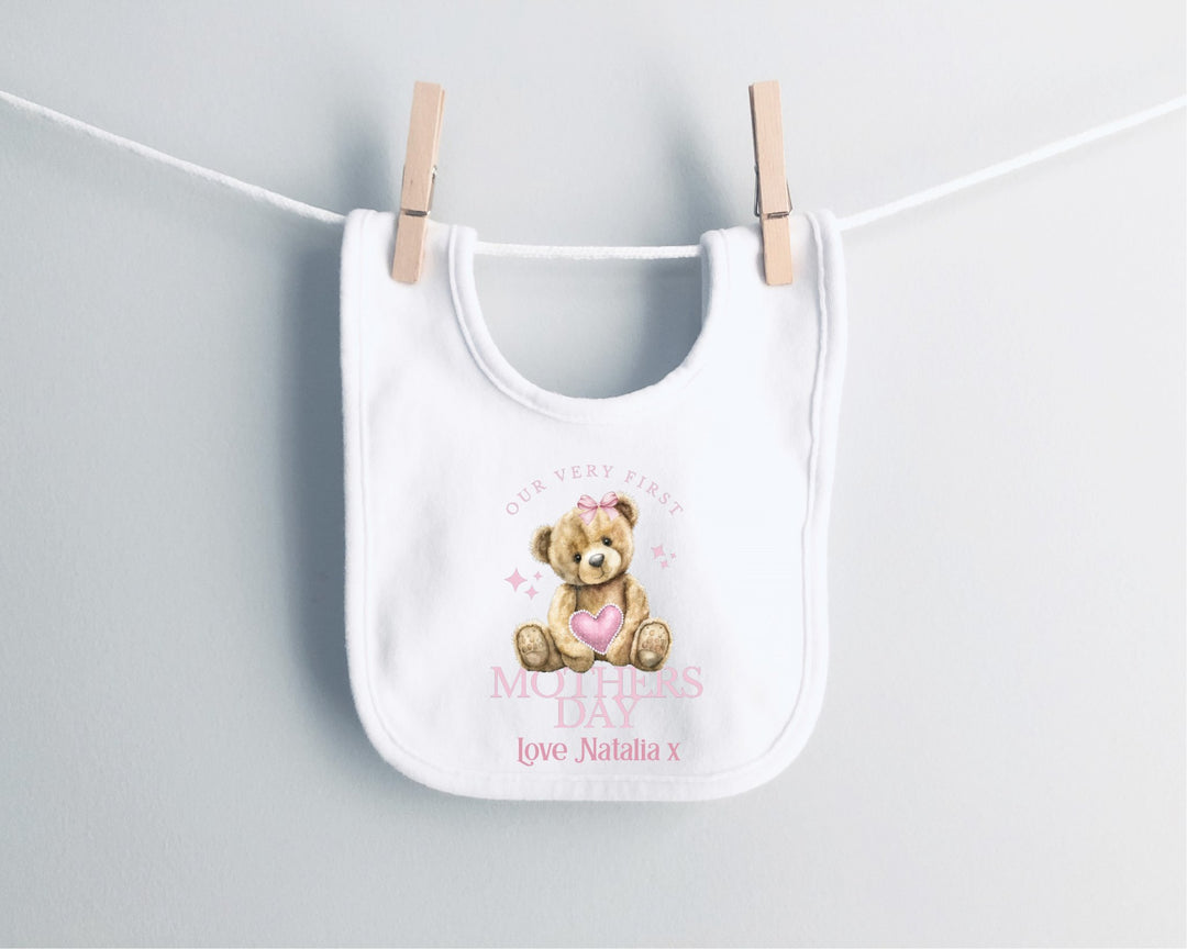 Personalised Pink First Mother's Day Baby Bib - Gifts Handmade
