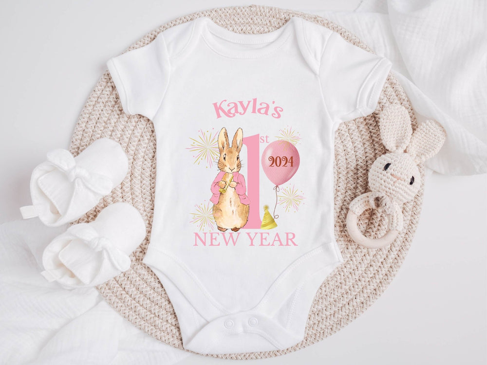 Personalised Pink First New Year Baby Grow / Onesie - Gifts Handmade