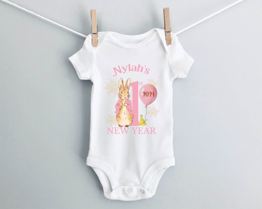 Personalised Pink First New Year Baby Grow / Onesie - Gifts Handmade