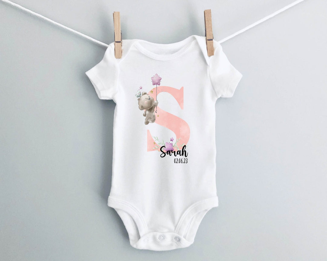 Personalised Pink Letter Baby Grow / Onesie - Gifts Handmade