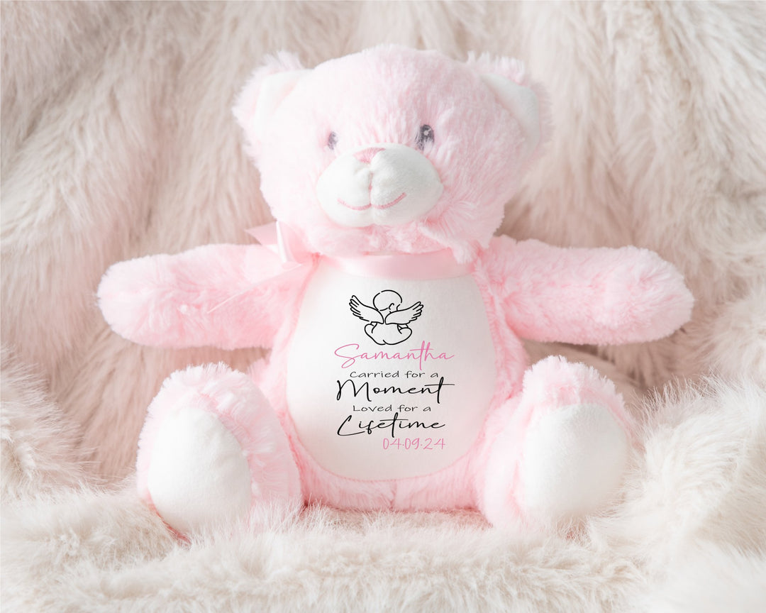 Personalised Pink Memorial Baby Angel Teddy - Gifts Handmade