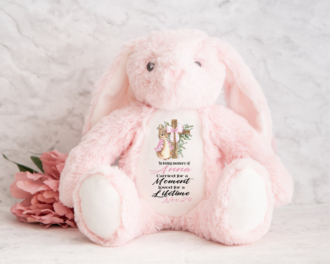 Personalised Pink Memorial Bunny Cross Teddy - Gifts Handmade