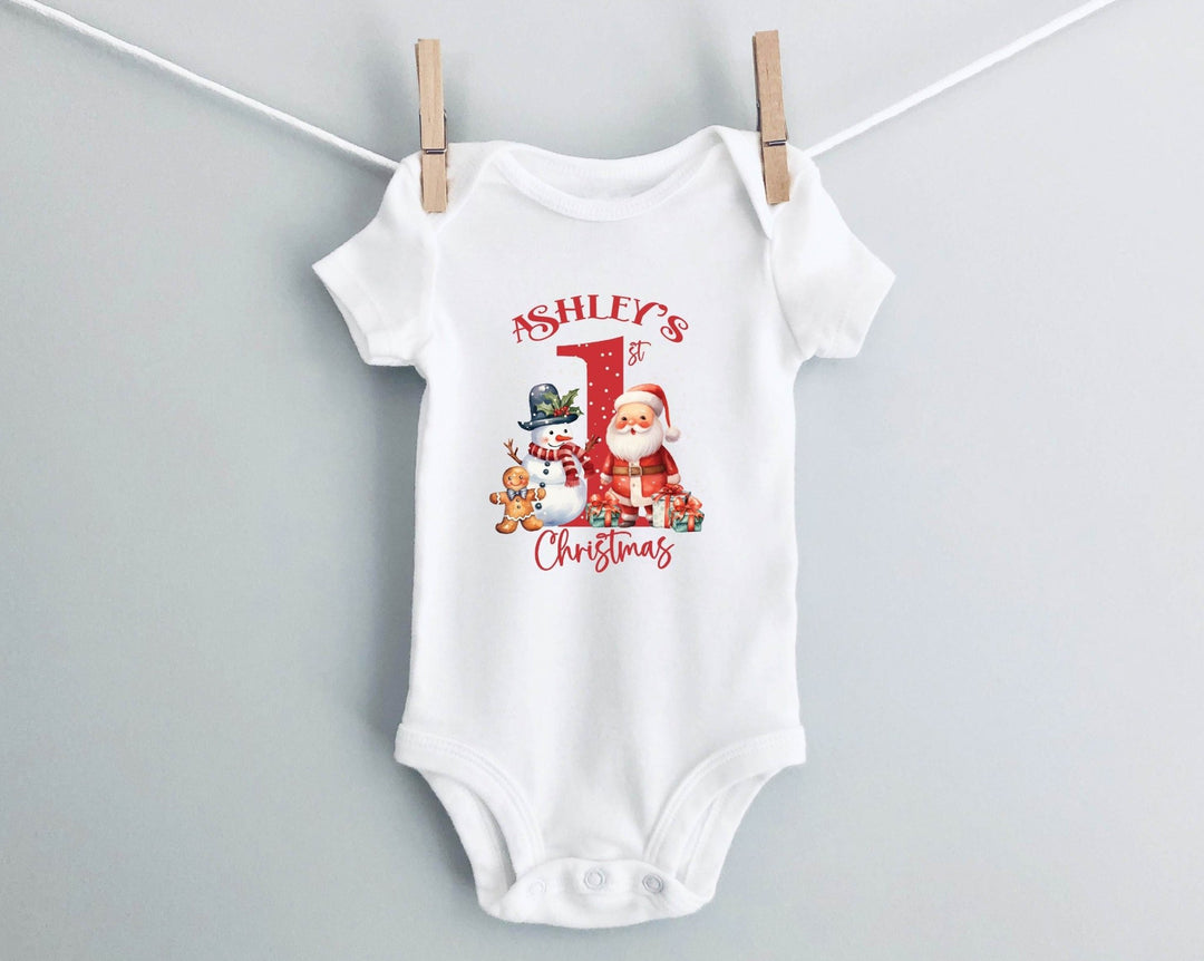 Personalised Red First Christmas Baby Grow / Onesie - Gifts Handmade