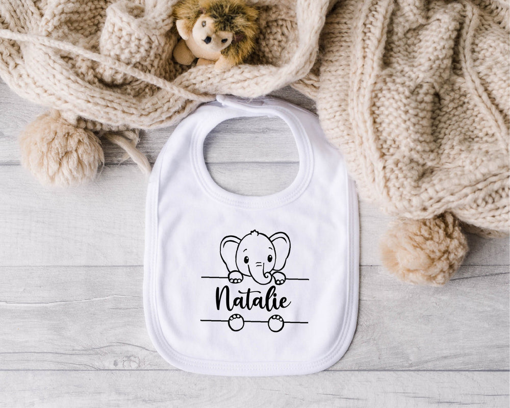 Personalised Split Animal Name Baby Bib - Gifts Handmade