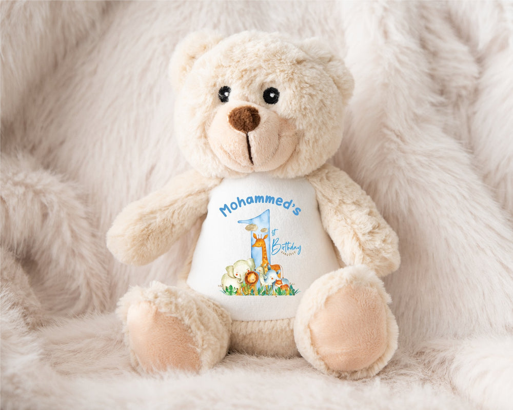 Personalised Blue First Birthday Teddy - Gifts Handmade