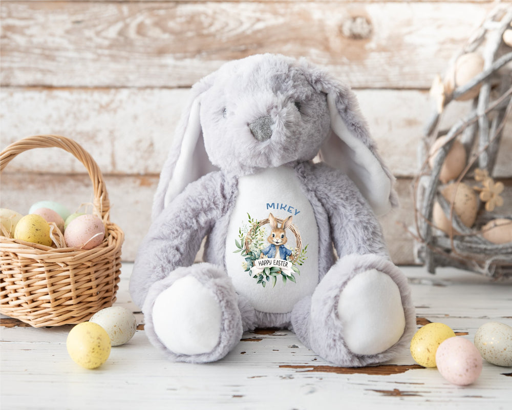 Personalised Blue Happy Easter Teddy - Gifts Handmade