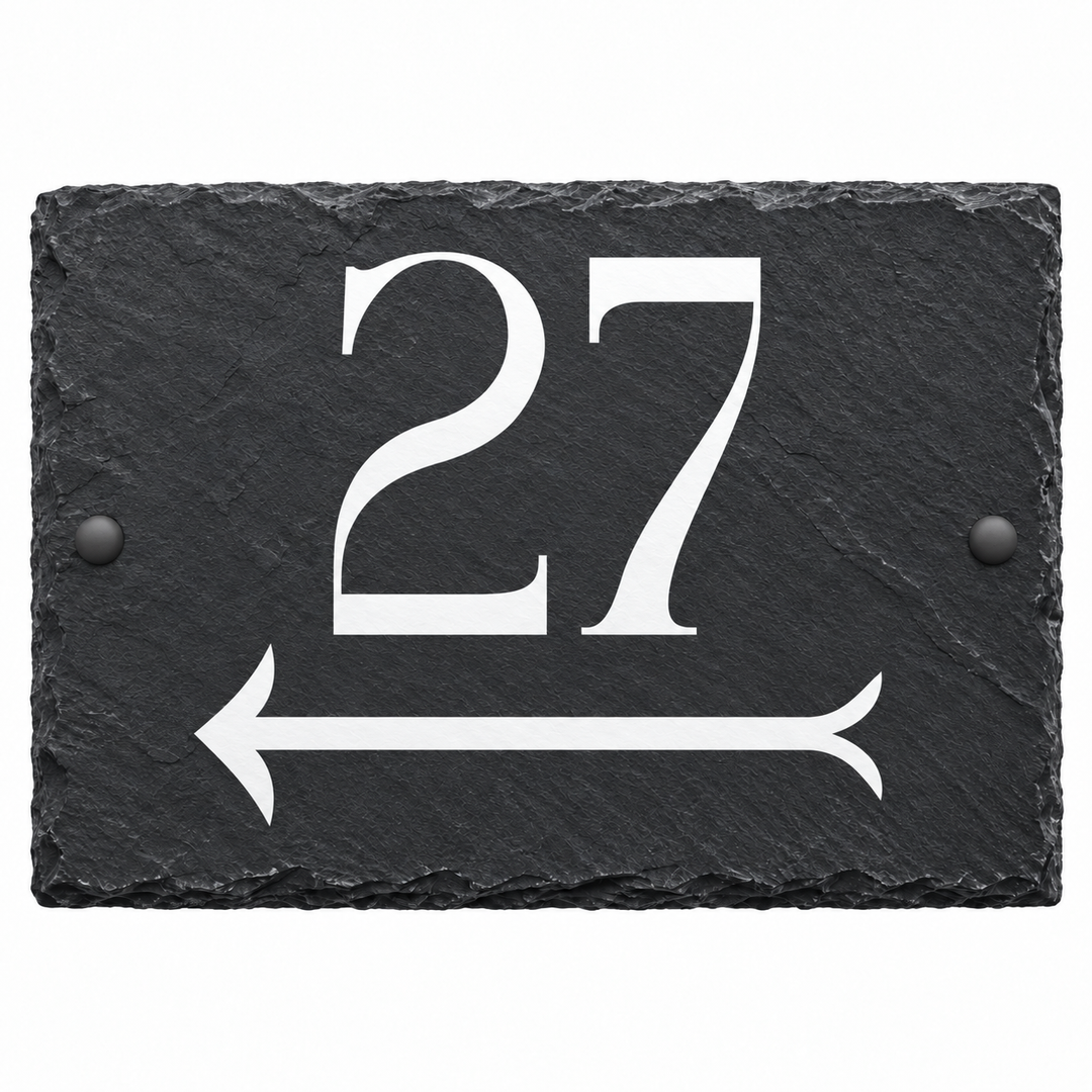 Personalised Left and Right Arrow Slate House Sign
