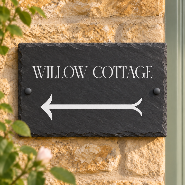 Personalised Left and Right Arrow Slate House Sign
