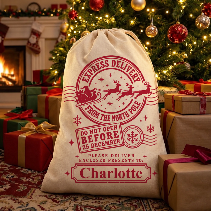 Personalised North Pole Post Christmas Sack