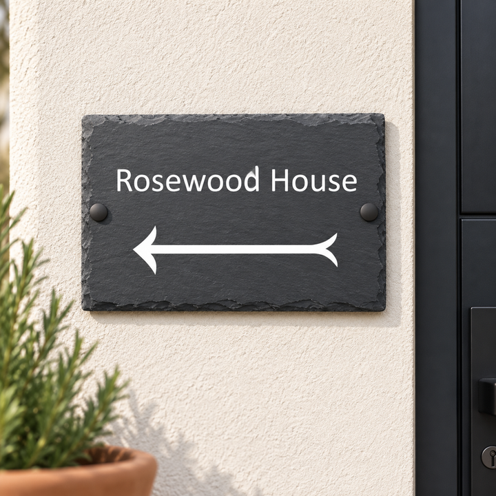 Personalised Left and Right Arrow Slate House Sign
