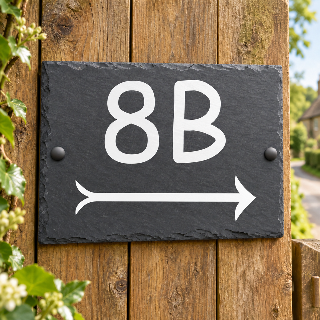 Personalised Left and Right Arrow Slate House Sign