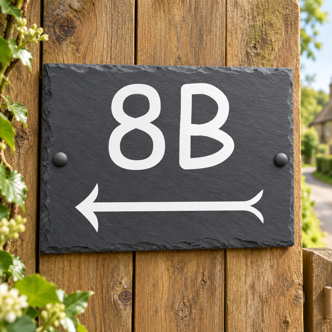Personalised Left and Right Arrow Slate House Sign
