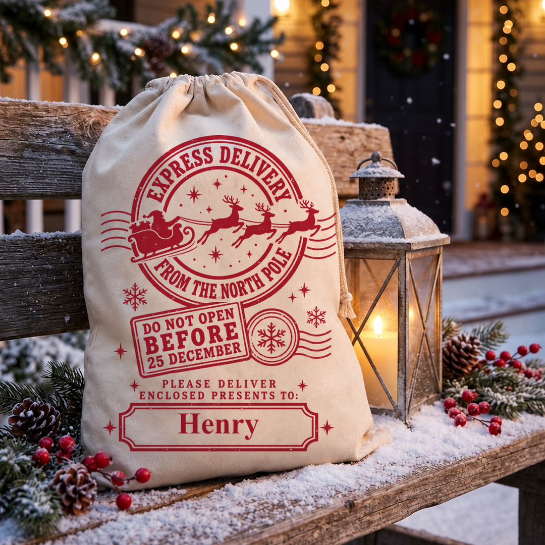 Personalised North Pole Post Christmas Sack
