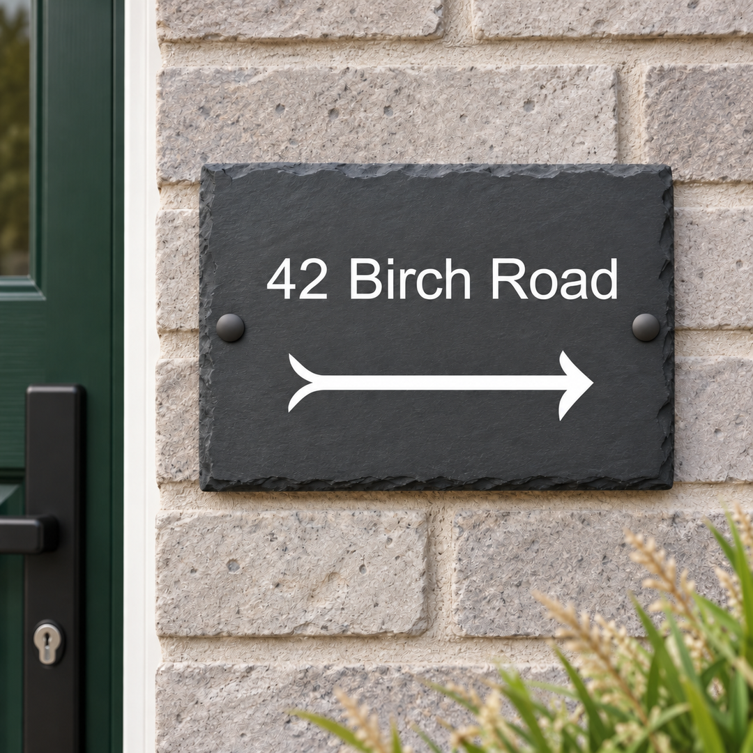 Personalised Left and Right Arrow Slate House Sign