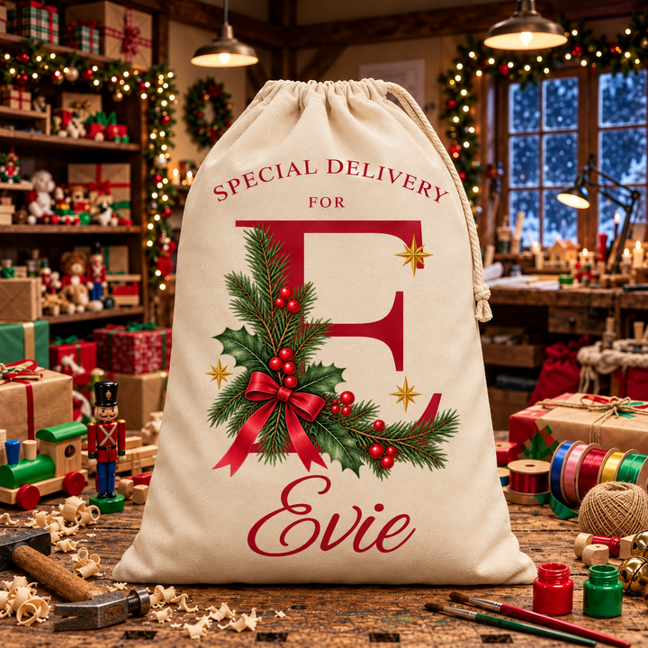 Personalised Woodland Initial Christmas Sack