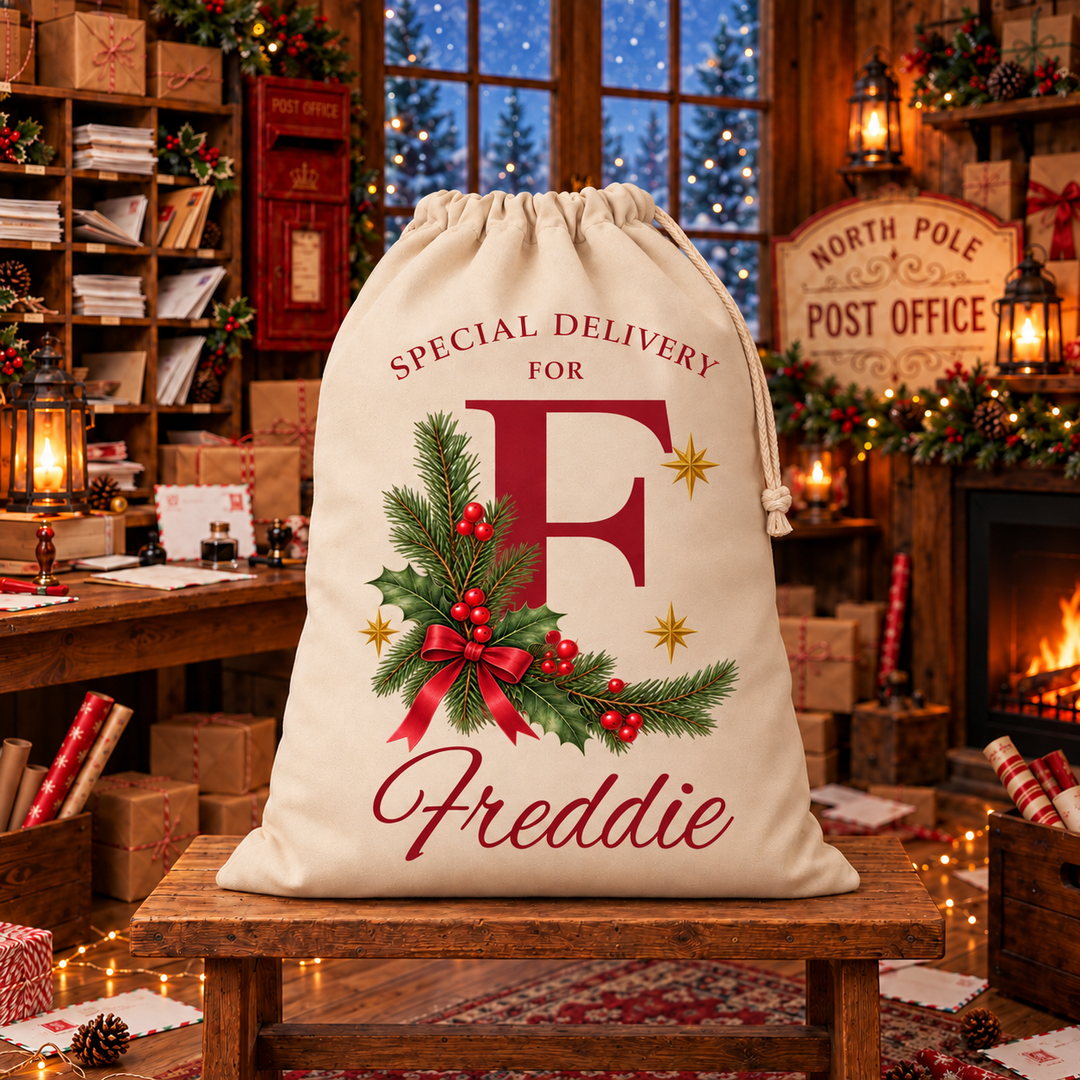 Personalised Woodland Initial Christmas Sack