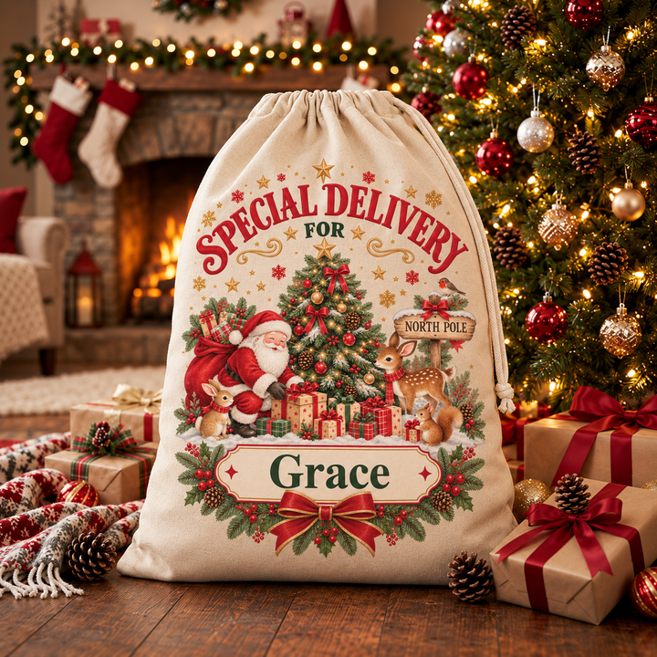 Personalised North Pole Santa Christmas Sack