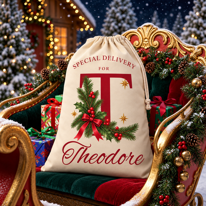Personalised Woodland Initial Christmas Sack