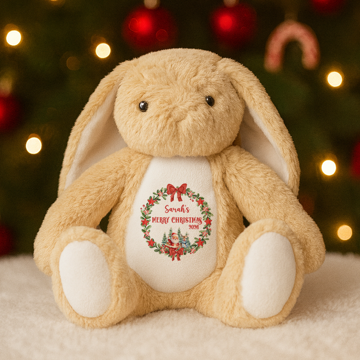 Personalisierter Weihnachtsmann-Weihnachtskranz-Teddy