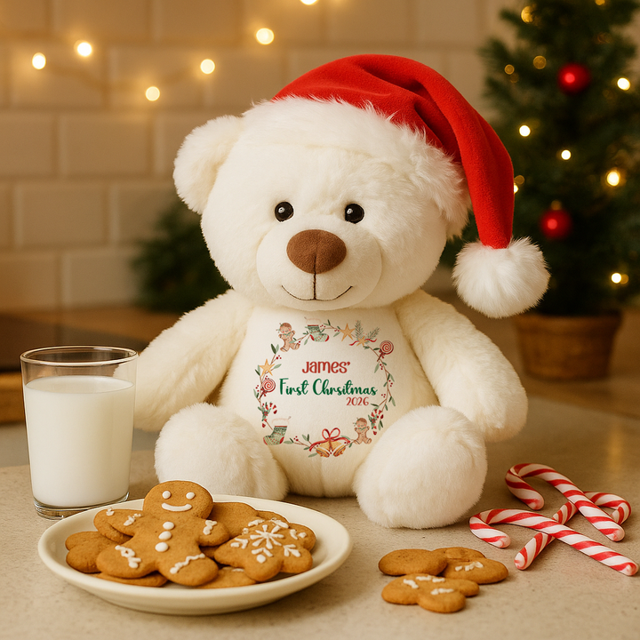 Personalisierter Rentier-Teddy für das erste Weihnachten