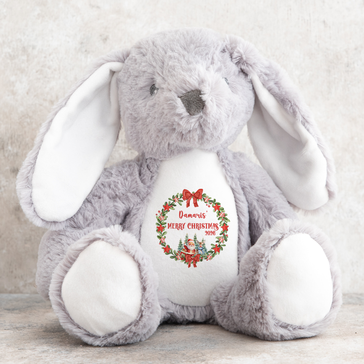 Personalisierter Weihnachtsmann-Weihnachtskranz-Teddy