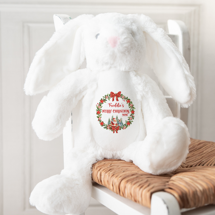 Personalisierter Weihnachtsmann-Weihnachtskranz-Teddy