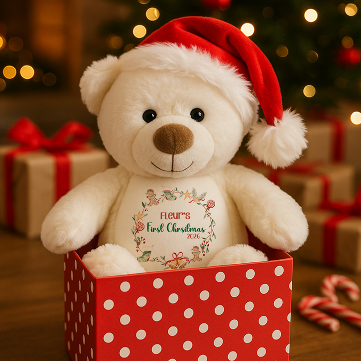 Personalisierter Rentier-Teddy für das erste Weihnachten