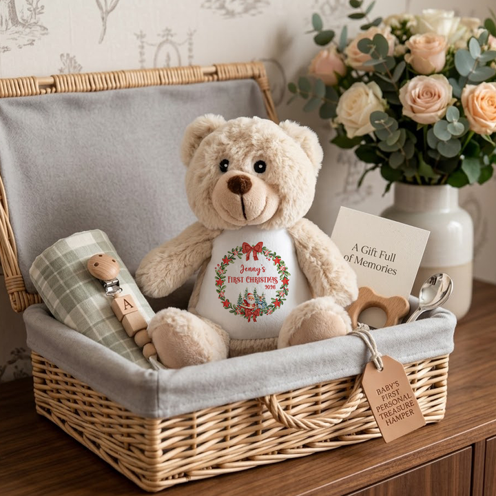 Personalisierter Weihnachtsmann-Weihnachtskranz-Teddy