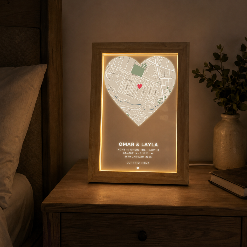 Personalised Address Map LED Light Box Frame ( Powered by USB )