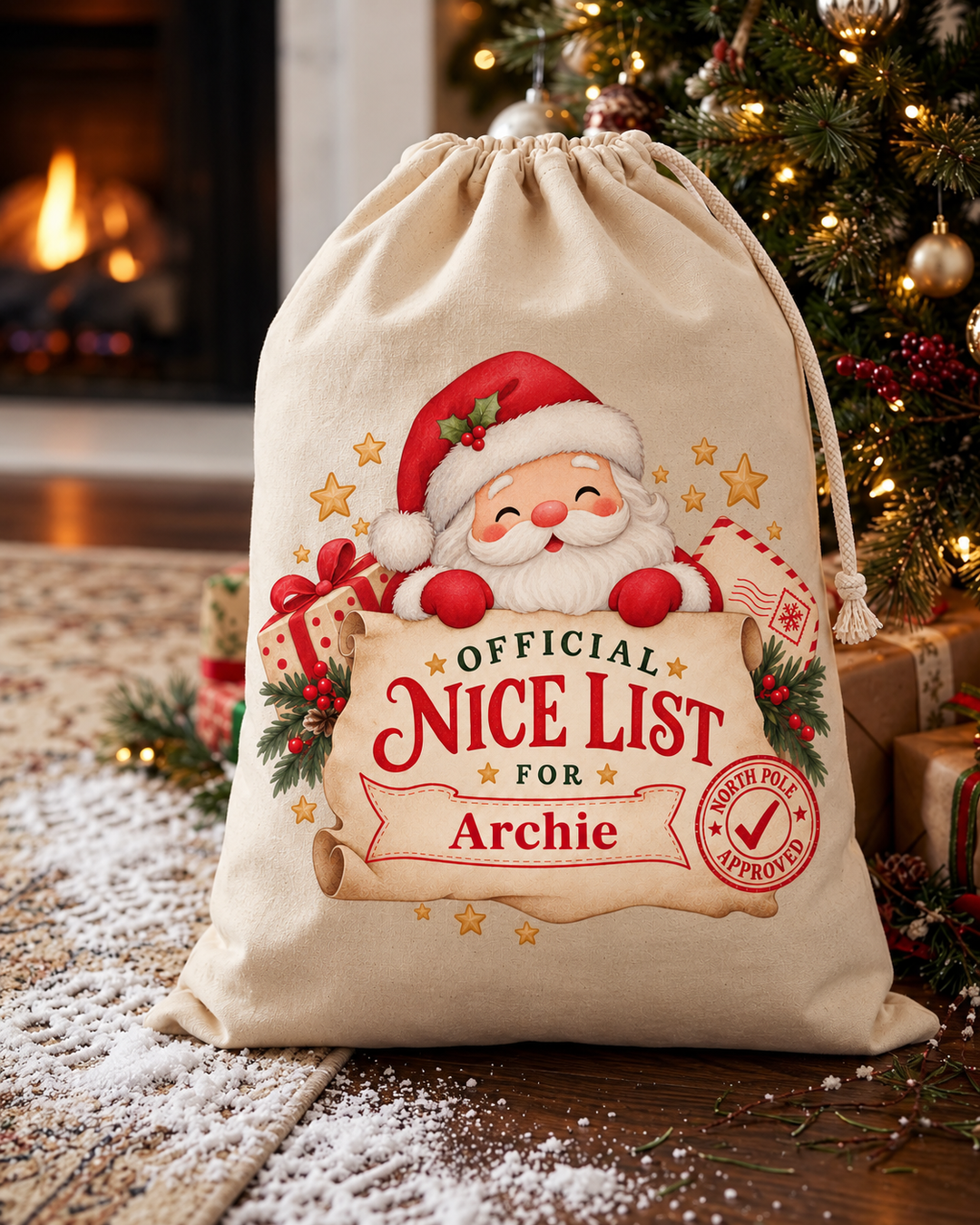 Personalised Santa’s Nice List Christmas Sack