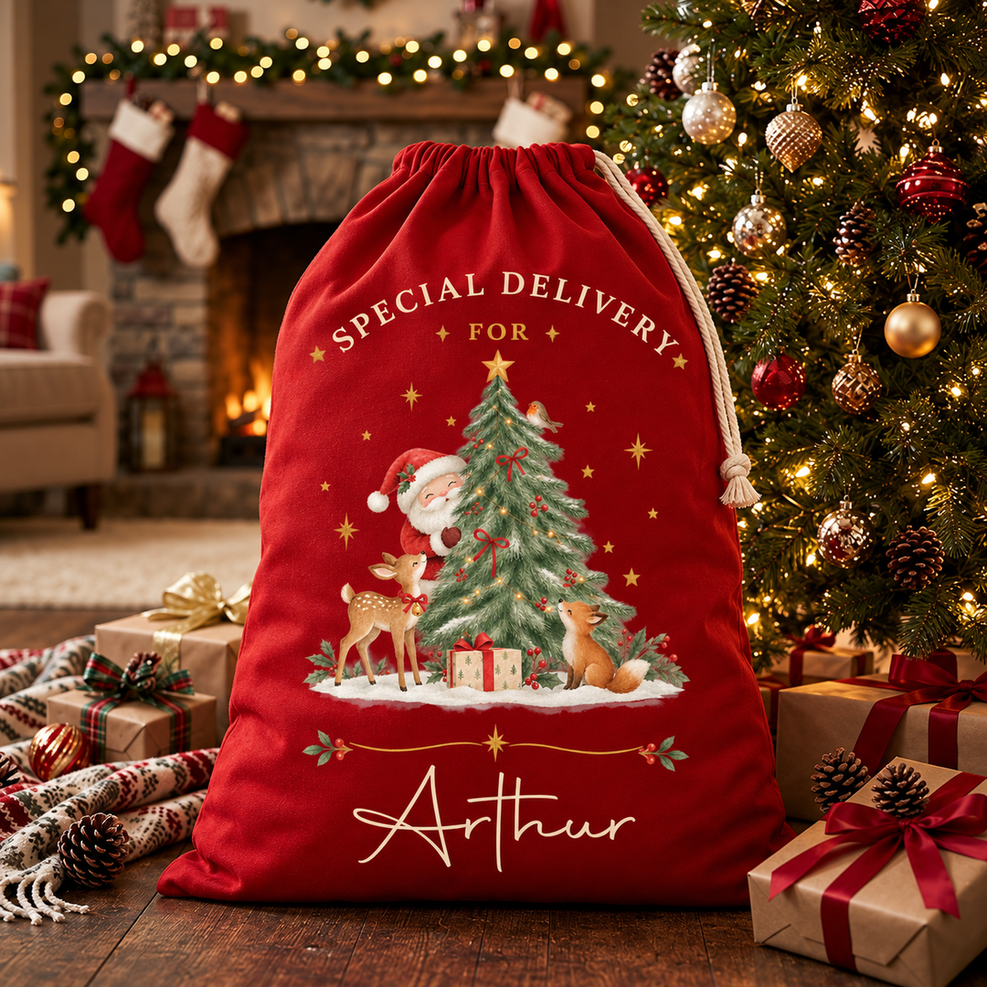Personalised Woodland Santa Christmas Sack