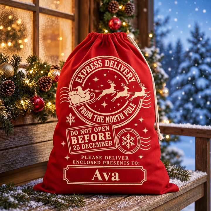 Personalised North Pole Post Christmas Sack