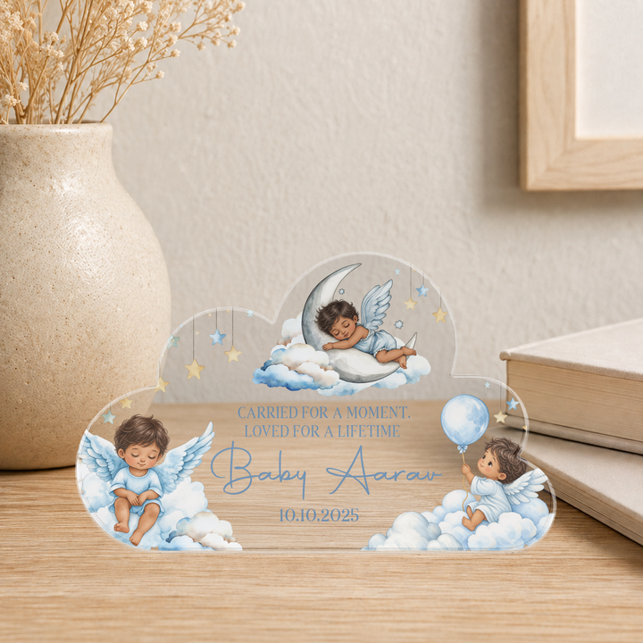 Personalised Baby Memorial Cloud Plaque - Blue