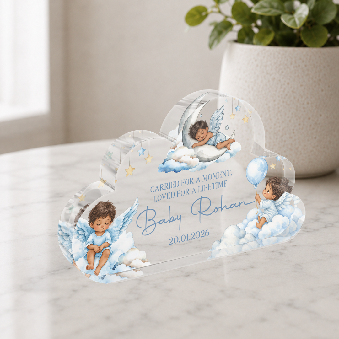Personalised Baby Memorial Cloud Plaque - Blue