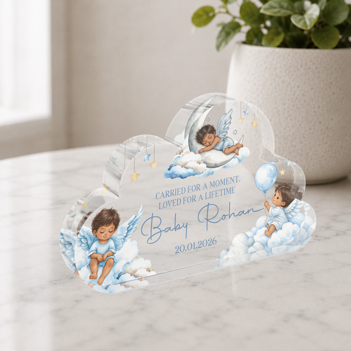 Personalised Baby Memorial Cloud Plaque - Blue